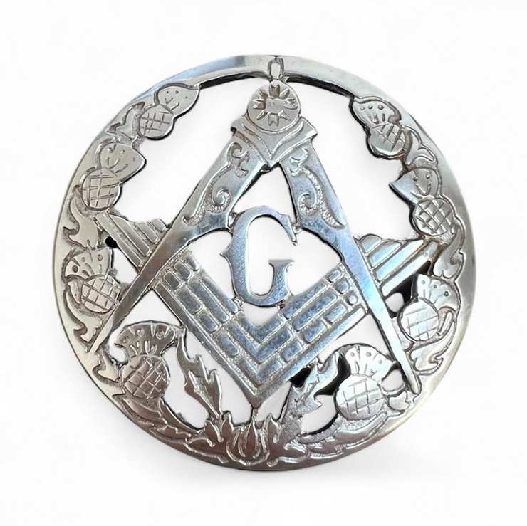 Masonic Chrome Plaid Brooch