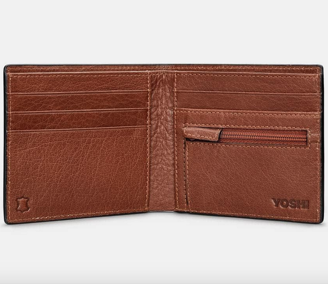 Green Brown Leather Highland Cow Wallet