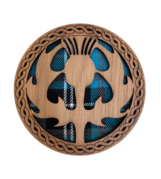 Wooden Thistle Coaster - 4 Tartans