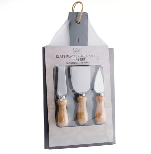 Slate Cheese Board Wiith 3 Cheese Knives