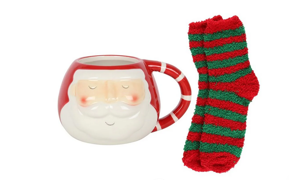 Santa Sock Mug Gift Set