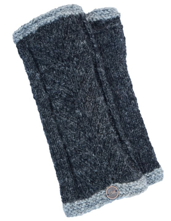 Lace Edge Wristwarmers - Dark Grey