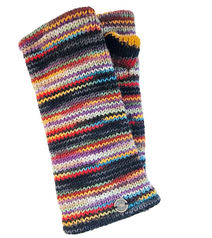 Unisex Electric Stripe Wristwarmers - Grey Multi