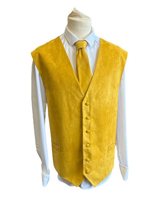 Suede Effect Gents Waistcoat Vest - Gold