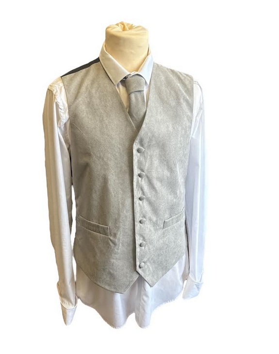 Suede Effect Gents Waistcoat Vest - Grey