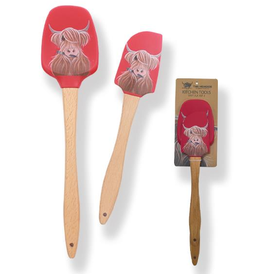 Tartan Paint Highland Cow Set Of 2 Spatulas
