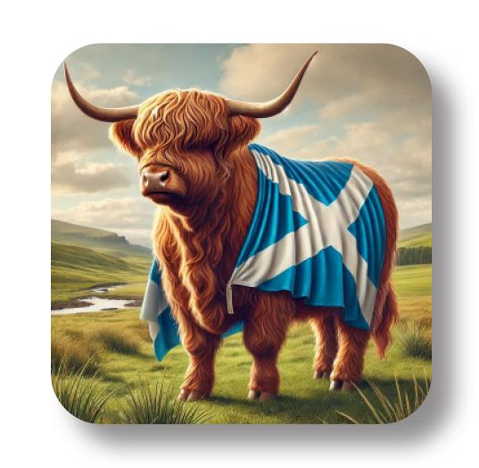 Highland Cow In Saltire Flag