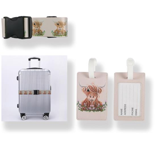 Highland Cow Miss Thistle Travel Set