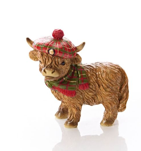 Tartan Hat & Scarf Highland Cow Ornament