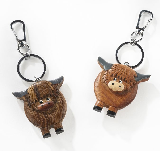 Highland Cow Wooden Key Rings