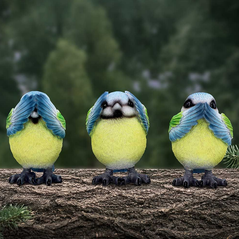 Three Wise Blue Tits