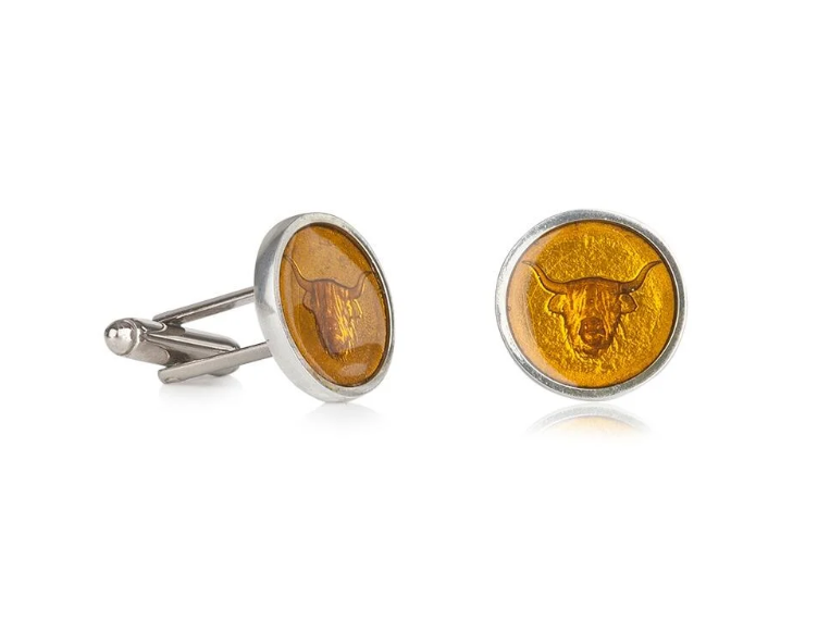 Yellow Highland Cow Pewter Cufflinks