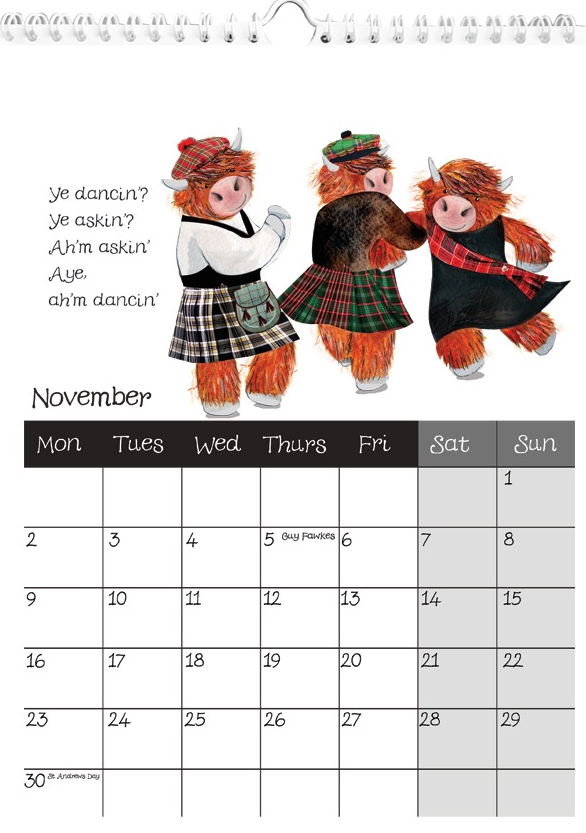 Highland Cow Calendar 2026