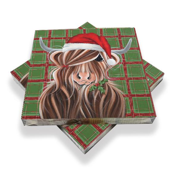 Festive Highland Cow Paper Napkins