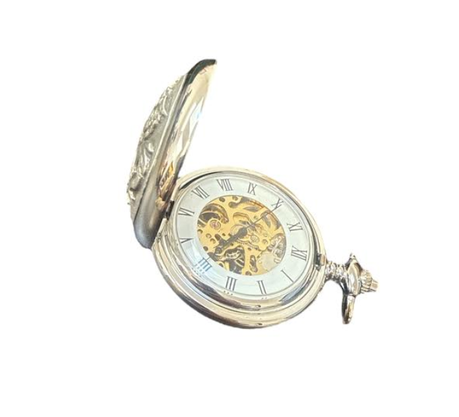 Polished Lion Rampant Mechanical Pocket Watch