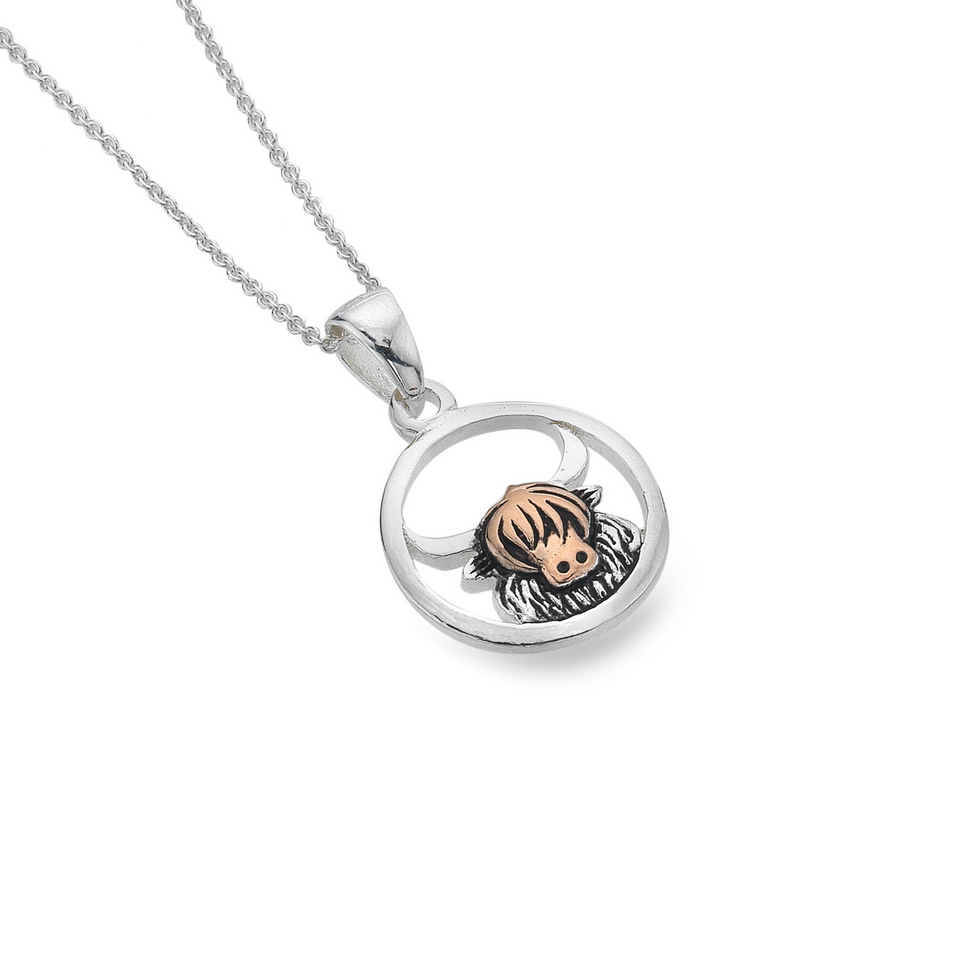 Highland Cow Featuring Rose Gold Necklace
