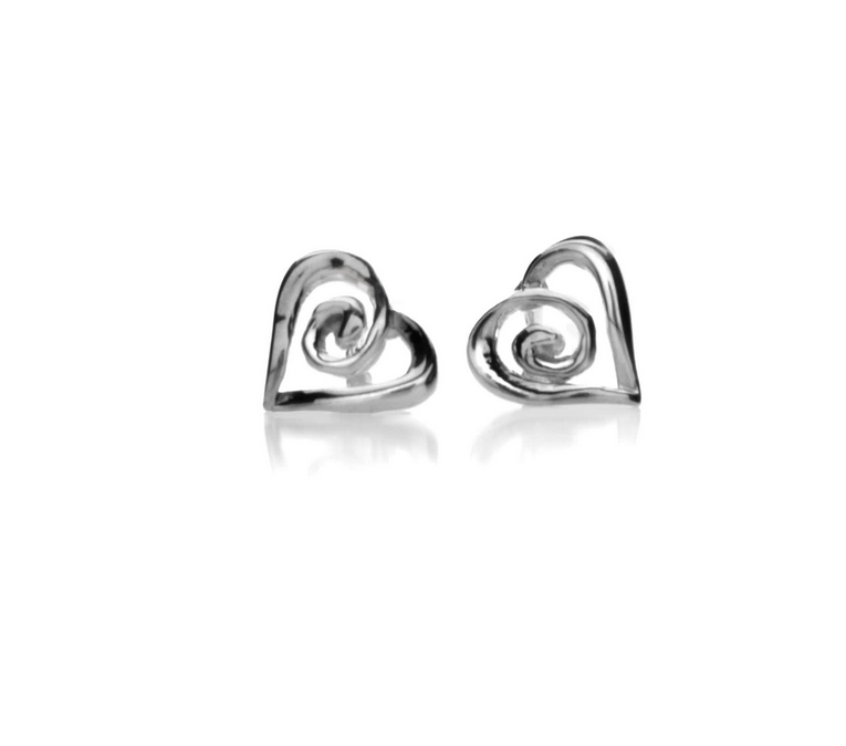 Spiral Heart Stud Earrings