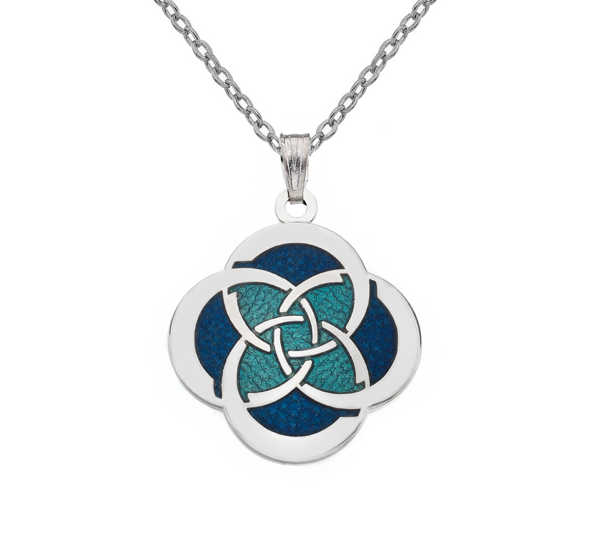 Celtic Circles And Slim Knot Necklace - Blue Turquoise