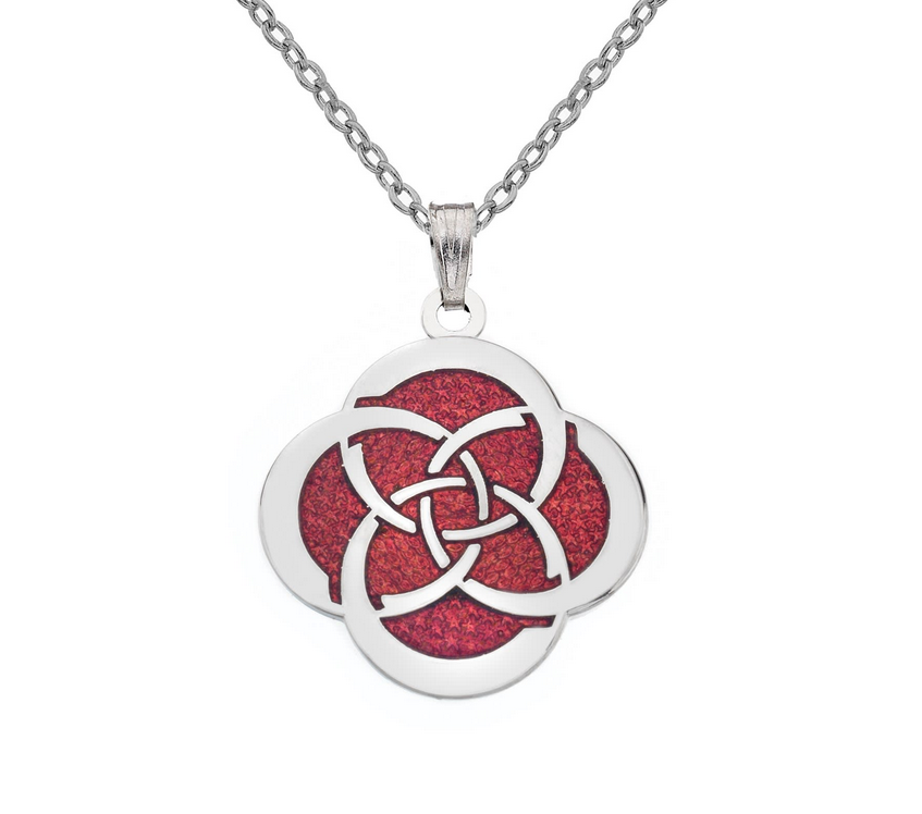 Celtic Circles And Slim Knot Necklace - Red