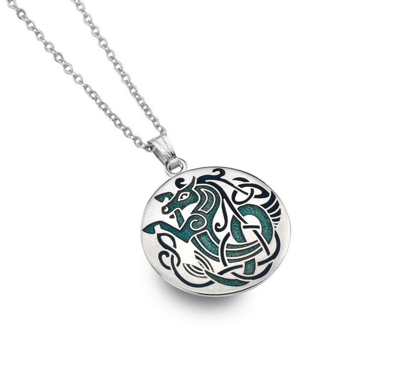 Celtic Horse Blue And Turquoise Necklace