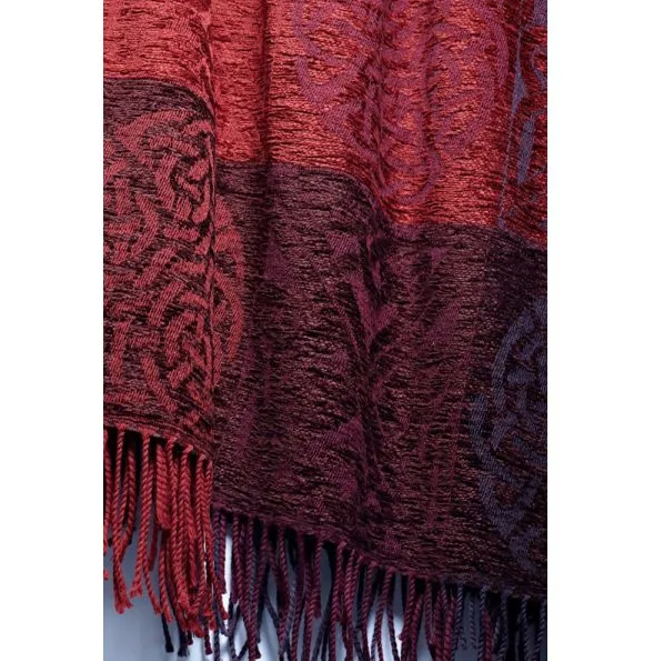 Celtic Knot Garnet Chenille And Wool Ruana
