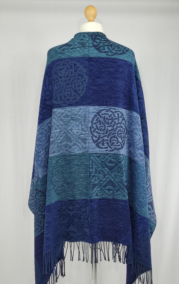 Celtic Knot Stirling Chenille And Wool Ruana