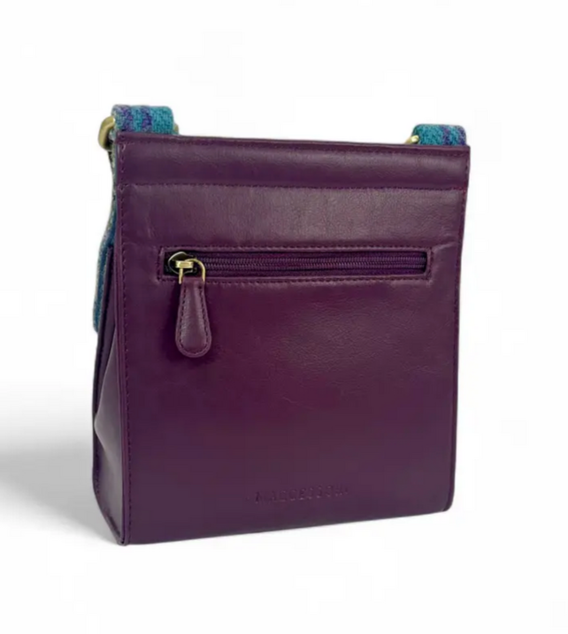 Green/Purple Plaid Medium Satchel Bag