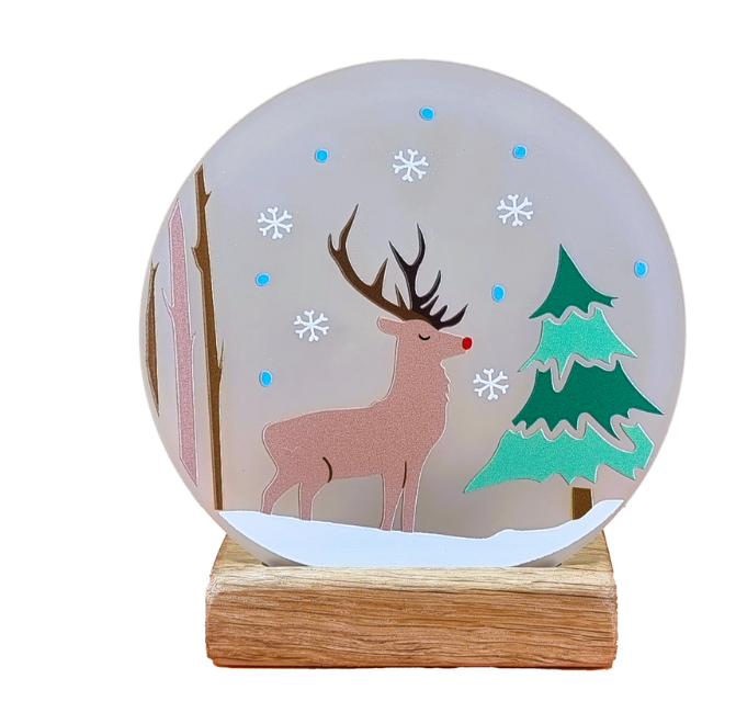 Reindeer Round Candle Holder