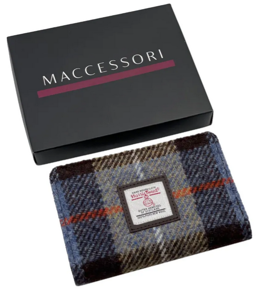 Blue Brown Check Medium Zip Purse