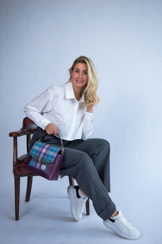 Green Purple Plaid Highland Messenger Bag