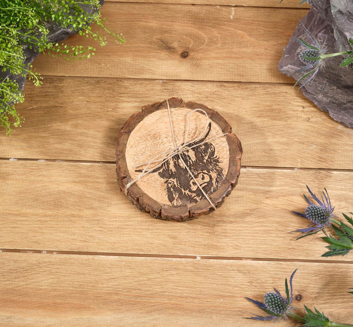 Mango Wood Highland Cow Coasters