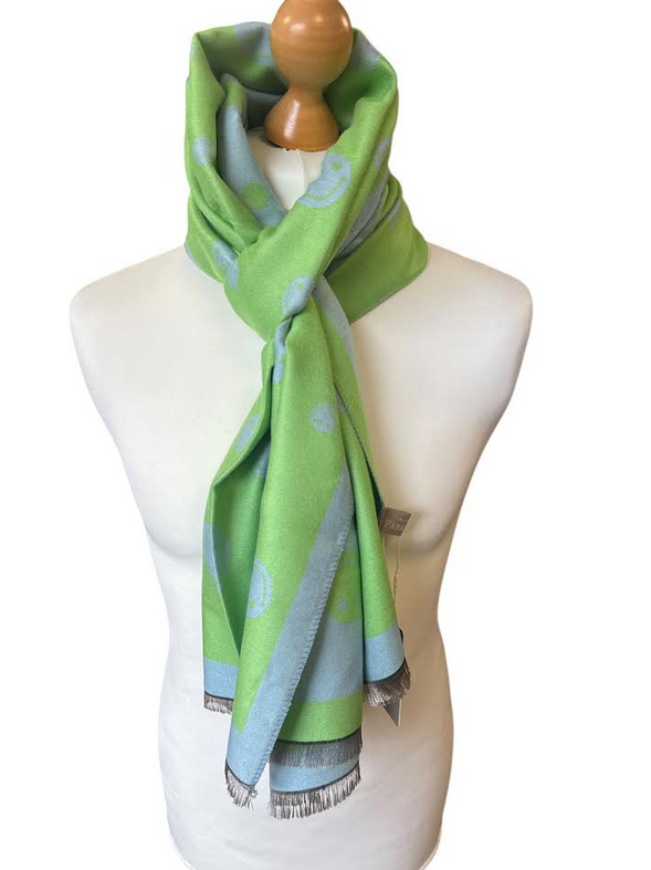 Green & Blue Smiley Face Scarf
