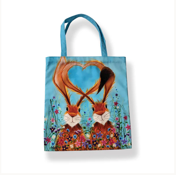 Hares In Love Large 100% Canvas Bag