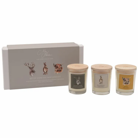 Set of 3 Mini Votive Jar Soy Wax Candles - Stag Highland Cow Hare