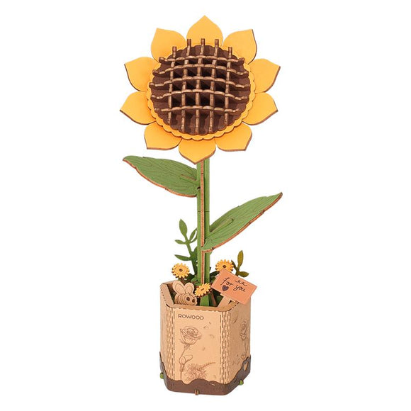 Beautiful Build It Yourself Wooden Sunflower Pot Model Building Kit