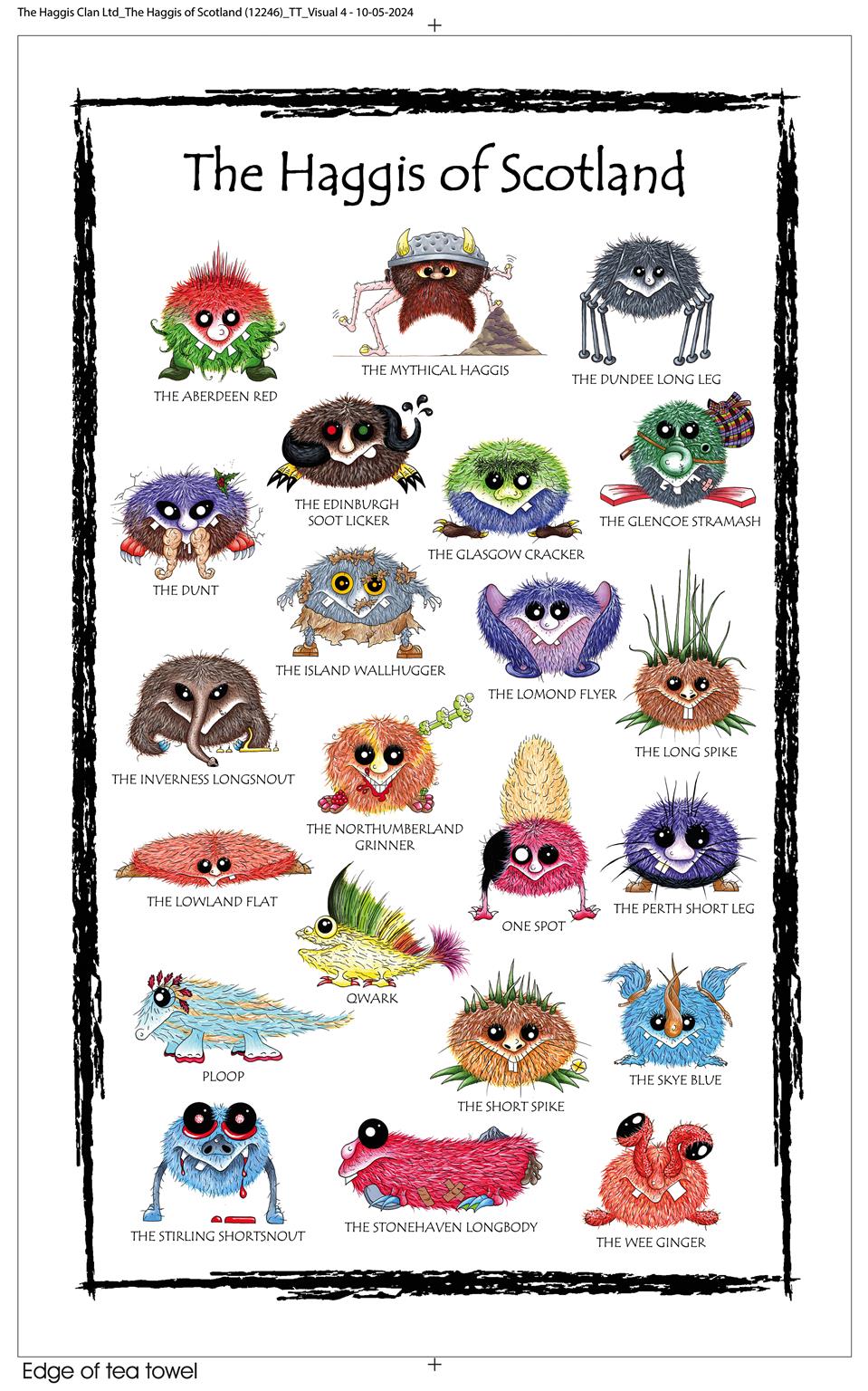 The Haggis Of Scotland Tea Towel - Quirky Scottish Illiustrated Tea Towel