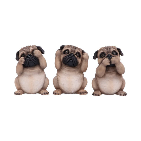 Three Wise Pugs - Hear No, Speak No, See No Evil Figurines