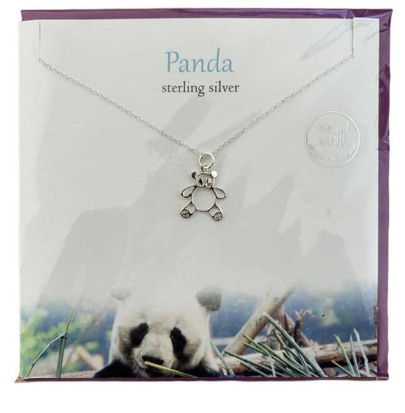 Silver Studio Panda Bear Sterling Silver Necklace Pendant and Gift Card Set