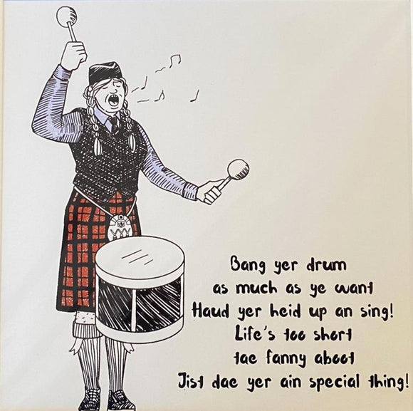 The Wee Book Company Scottish Drummer 'Bang Yer Drum' Motivational Print