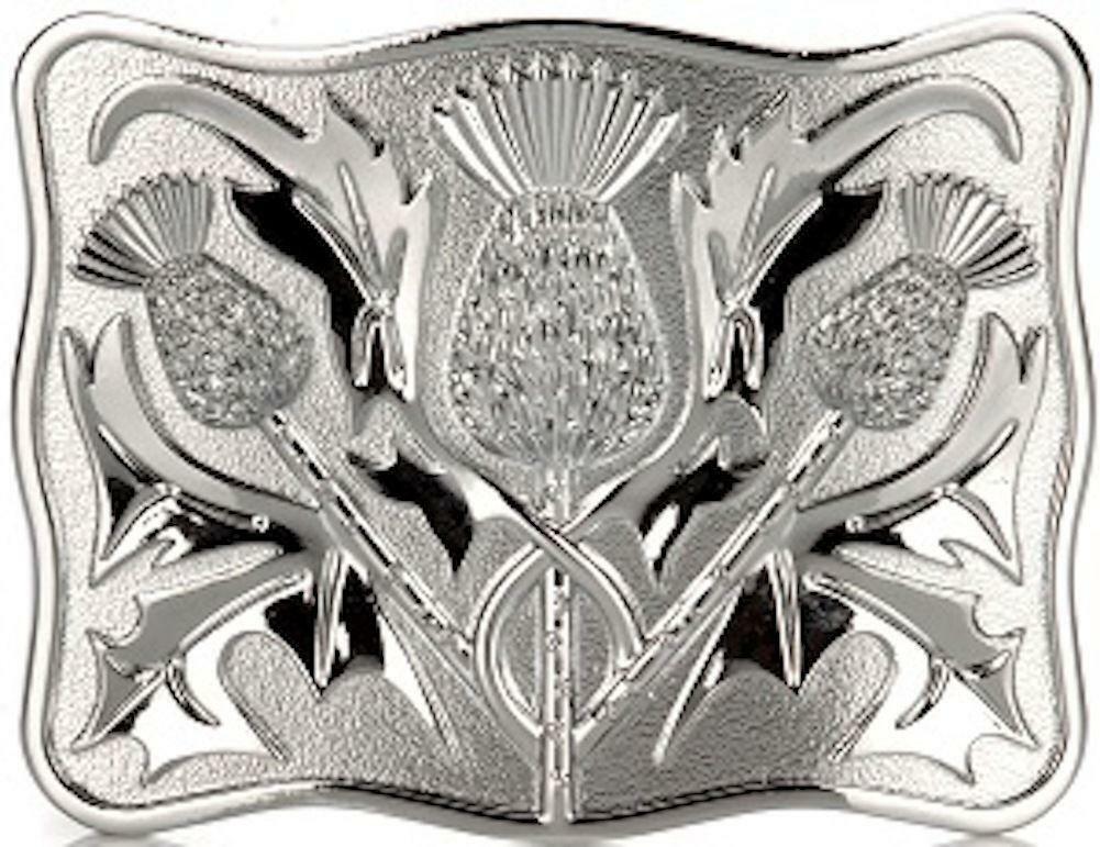 Chrome Celtic Thistle Kilt Buckle