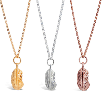 Rose Gold Silver Feather Necklace