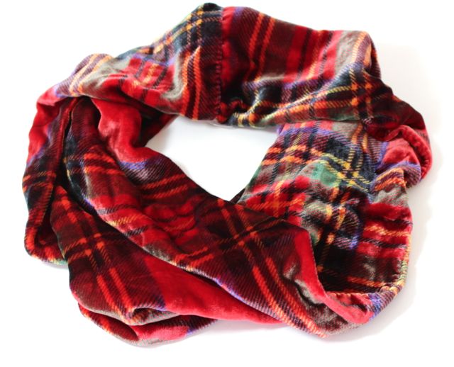 Ladycrow Twisted Silk Velvet Infinity Scarf - in 4 Vibrant Tartan Colours
