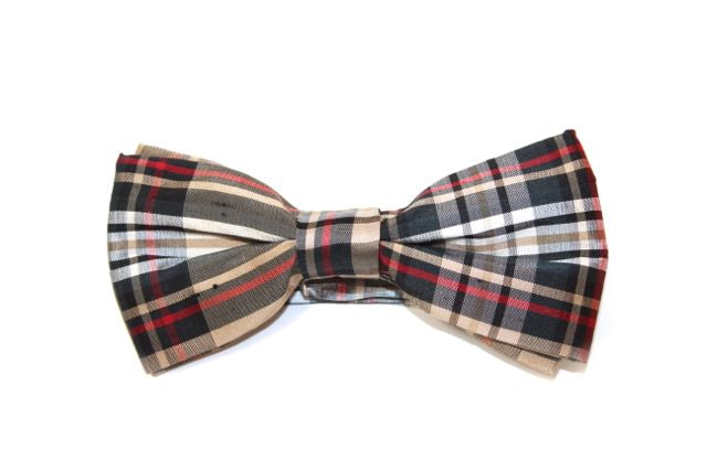 Silk Tartan Bow Tie - Stewart Camel
