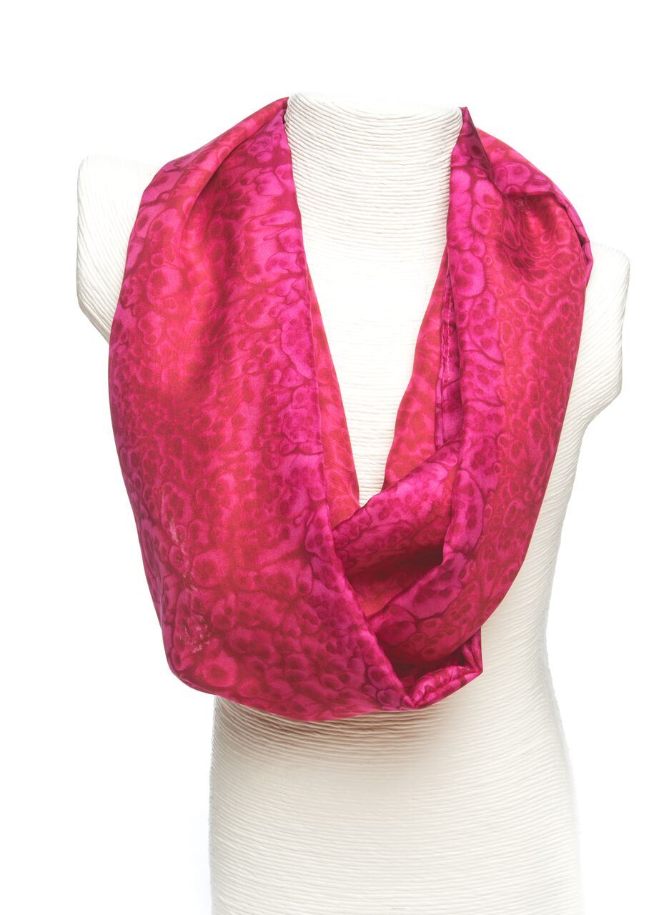 Pink Strawberry Crush Habotai Silk Scarf