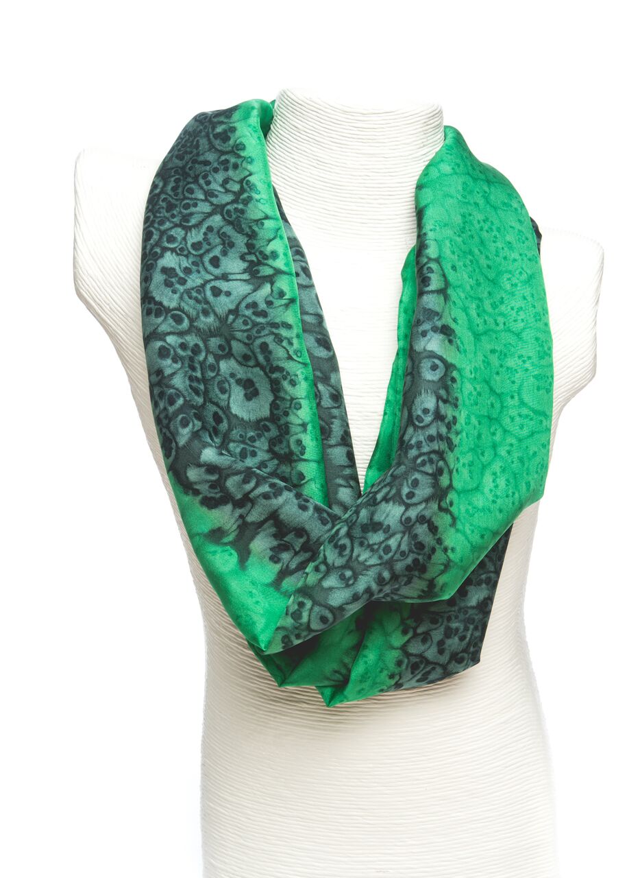 Green Leaf Habotai Silk Scarf