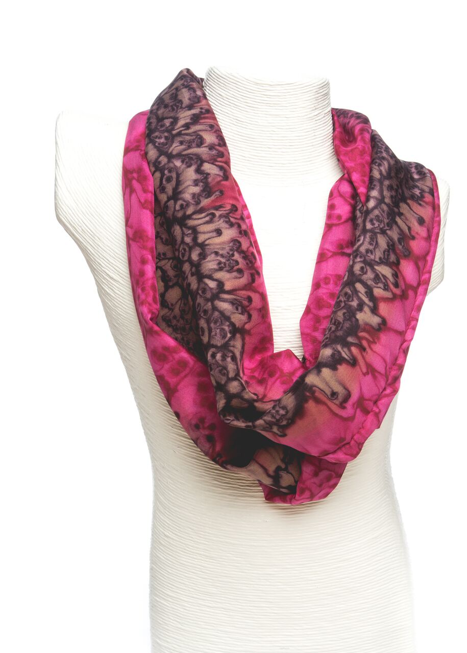 Raspberry Ripple Habotai Silk Scarf