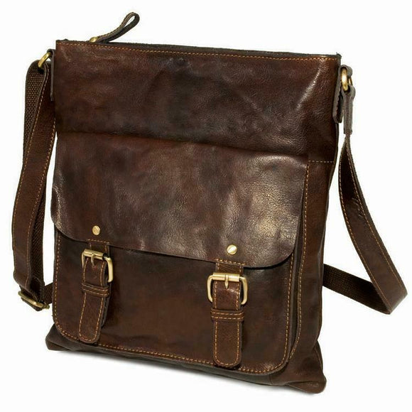 Rowallan Bronco Cognac Brown Large Zip Top Cross Body Handbag Purse