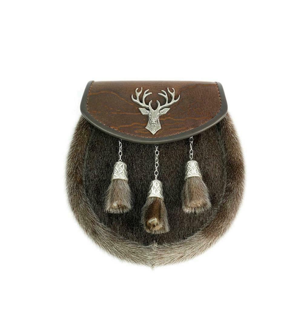 Dress Brown Highland Stag Finish Sporran