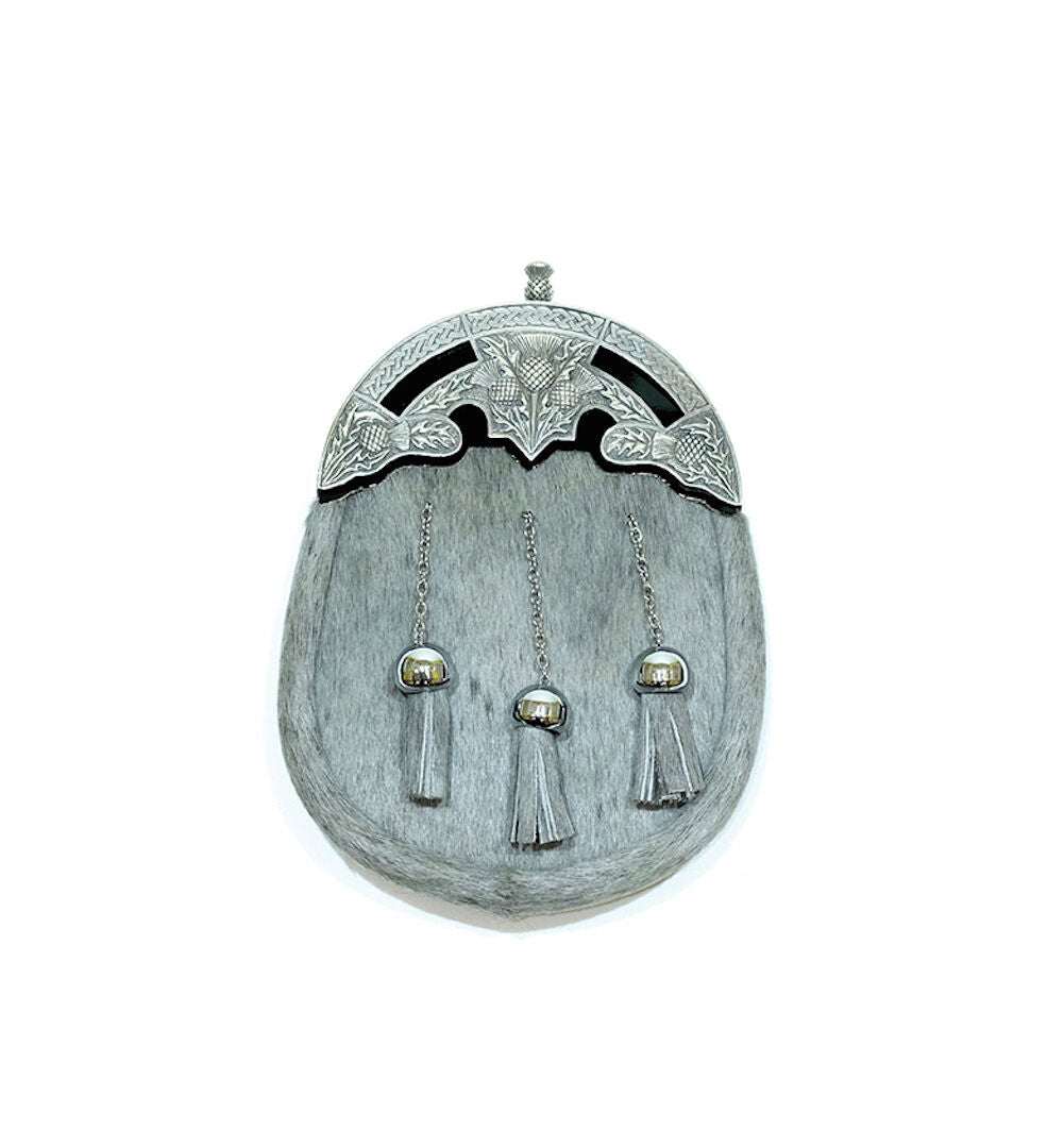 Light Musquash Dress Sporran Chrome Swirl Cantle