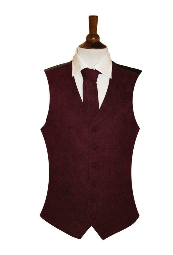 Suede Effect Gents Waistcoat Vest with Optional Matching Neck Tie - Brown